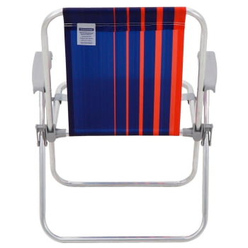 Kit 06 Cadeiras e Praia Tramontina Samoa Alta em Alumínio com Assento Azul Escuro e Laranja 92900000