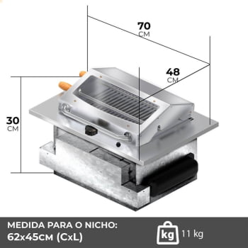 Churrasqueira Cooktop A Gás GLP De Embutir Saro Acabamento Em Aço Inox Bivolt CHEGLP
