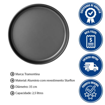 Assadeira Para Pizza Tramontina Brasil Em Alumínio E Starflon Max Grafite 35cm 2,5L 20058035