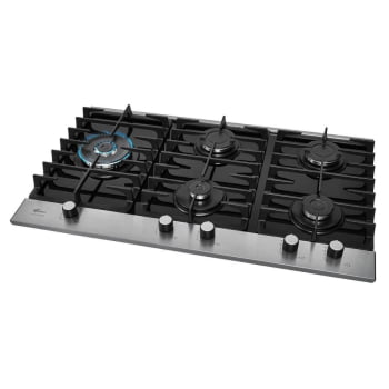 Cooktop A Gás Fischer Platinium Gll 5 Bocas Tripla Chama Mesa Vidro Preto Bivolt 33810(92122) 