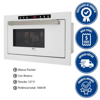 Kit Forno Elétrico Fischer Infinity Embutir 50L Air Fryer 5 Funções + Micro-Ondas 25l Branco 127v