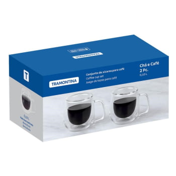 Conjunto De Xícaras Tramontina Para Café 2 Peças 100ml Vidro Duplo 64760440
