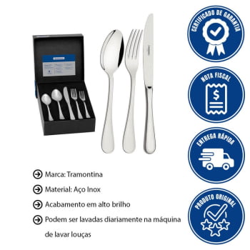Faqueiro Tramontina Classic Em Aço Inox Facas De Mesa Forjadas Acabamento Brilho 30 Peças 66928190