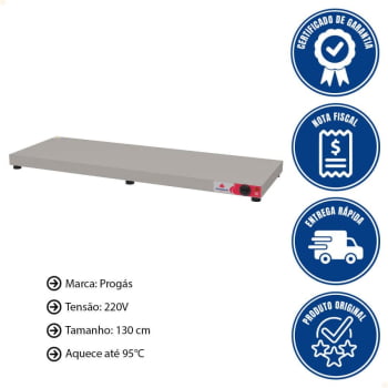 Mesa Aquecida Progás PRMAQ-13 Inox 220V 130 Cm De Largura P44585