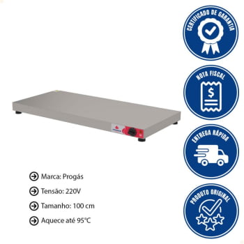 Mesa Aquecida Progás Prmaq-10 Inox 220v 100 Cm De Largura P44583