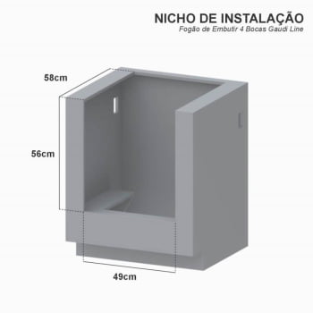 Fogão De Embutir 4 Bocas Venax Gaudi Line Inox 51,8L Gás GLP Automático Bivolt 30299