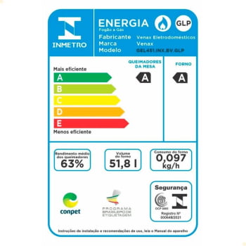 Fogão De Embutir 4 Bocas Venax Gaudi Line Inox 51,8L Gás GLP Automático Bivolt 30299