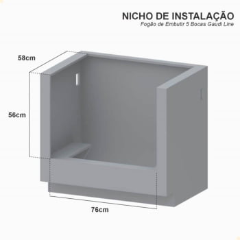 Fogão De Embutir 5 Bocas Venax Gaudi Line Inox 88,3L Gás Automático Bivolt 30305