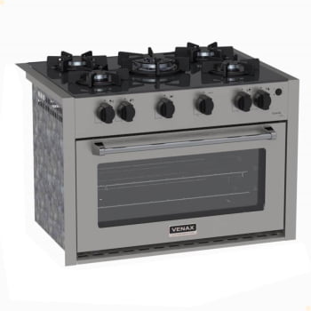 Fogão De Embutir 5 Bocas Venax Gaudi Line Inox 88,3L Gás Automático Bivolt 30305