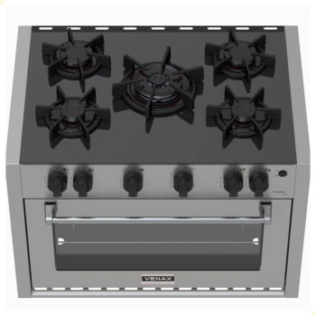 Fogão De Embutir 5 Bocas Venax Gaudi Line Inox 88,3L Gás Automático Bivolt 30305