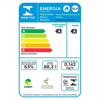Fogão De Embutir 5 Bocas Venax Gaudi Line Inox 88,3L Gás Automático Bivolt 30305