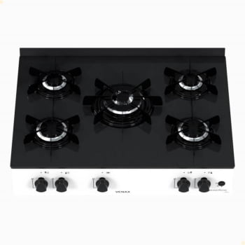 Fogão De Mesa 5 Bocas Venax Grand Petit Line Branco Gás GLP Automático Bivolt 26006