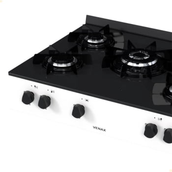 Fogão De Mesa 5 Bocas Venax Grand Petit Line Branco Gás GLP Automático Bivolt 26006