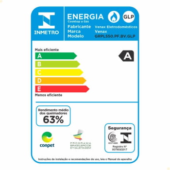 Fogão De Mesa 5 Bocas Venax Grand Petit Line Preto Gás GLP Automático Bivolt 26007
