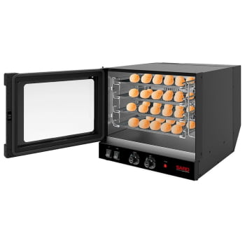 Forno Assador Saro Turbo Elétrico Industrial Timer Com 4 Esteiras 35x35cm 127V FT11