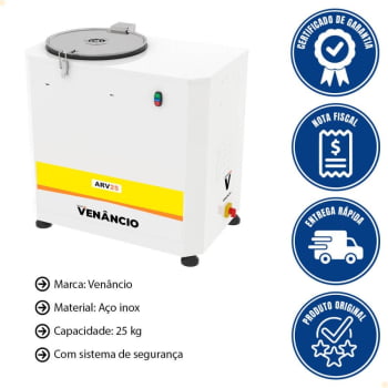 Amassadeira Rápida Venâncio de 25kg com Sistema de Segurança NR12 220V ARV25[58309]