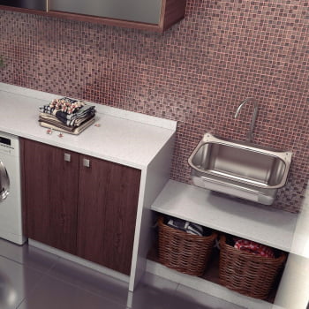 Tanque de Parede Tramontina Hera Wall 30 L em Aço Inox Acetinado 50x40 cm e Sifão 94401107