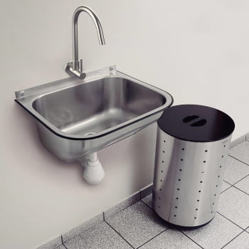 Tanque de Parede Tramontina Hera Wall 30 L em Aço Inox Acetinado 50x40 cm e Sifão 94401107