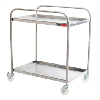 Carrinho Para Transporte Imeca Em Aço Inox 430 C/ 2 Bandejas 52x80 E Rodízios Giratórios 6544