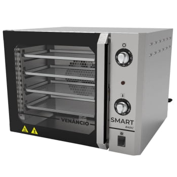 Forno Industrial Convector Venâncio Elétrico Smart Basic 4 Esteiras Inox 127v C/Mesa 56640 + 57429