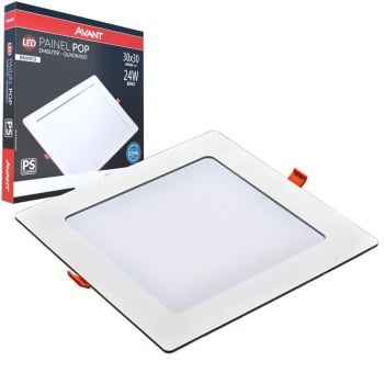 Kit 10 Plafon Painel de Led Avant Pop 24W Branco 6500K 1680 Lúmens Quadrado de Embutir 30x30cm Bivolt