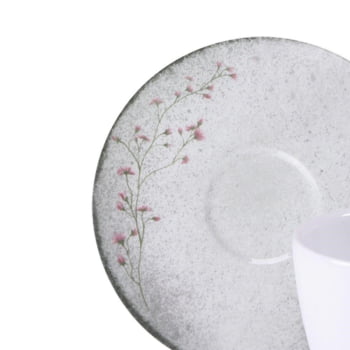 Conjunto Xícara E Pires De Chá Tramontina Floralis Em Porcelana Decorada 200ml 2 Peças 96580083