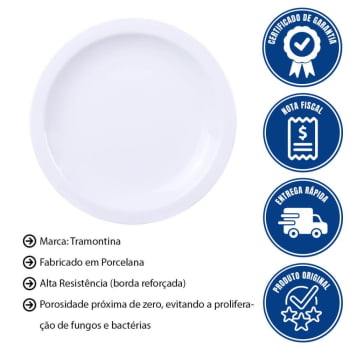 Prato Sobremesa Tramontina Laura Em Porcelana 21cm Branco 96600156