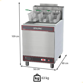 Fritador A Óleo Metalcubas FOG 3 Cestos Premium A Gás 45L 220V 24389