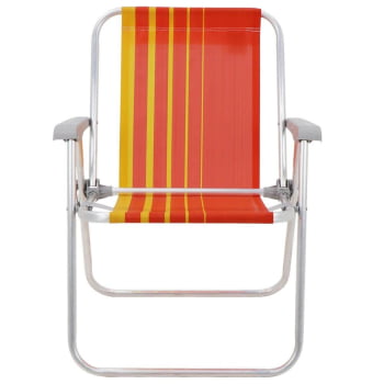 Kit 08 Cadeiras de Praia Tramontina Samoa Alta em Alumínio com Assento Laranja e Amarelo 92900001