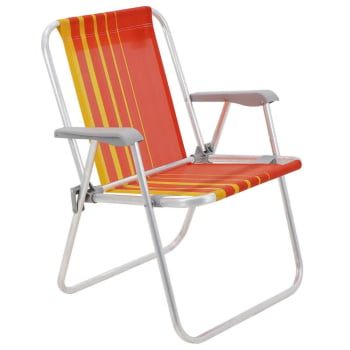 Kit 08 Cadeiras de Praia Tramontina Samoa Alta em Alumínio com Assento Laranja e Amarelo 92900001