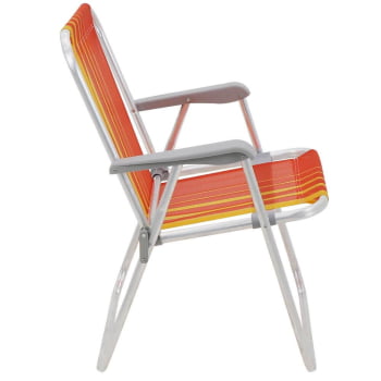 Kit 08 Cadeiras de Praia Tramontina Samoa Alta em Alumínio com Assento Laranja e Amarelo 92900001