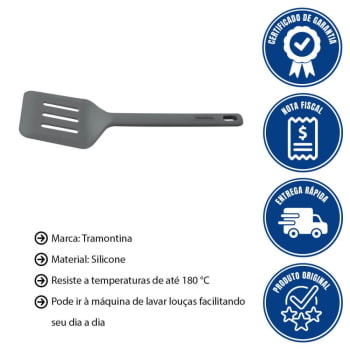 Espátula de Silicone Tramontina Perfurada Moldê Cinza 25810160