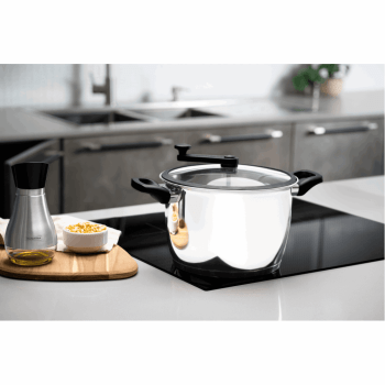 Pipoqueira Tramontina Allegra Em Aço Inox e Tampa de Vidro 22 cm 5.6L 62658220