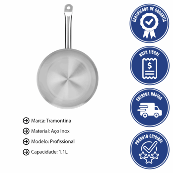 Frigideira Tramontina Professional Em Aço Inox Fundo Triplo 20 cm 1,1L 62633200