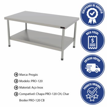 Cavalete Progás Profissional Pro-120 Inox Mesa Bancada Para Chapas P44803