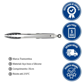 Pegador Multiuso Tramontina Moldê em Silicone Cinza e Aço Inox 35 cm 25817161