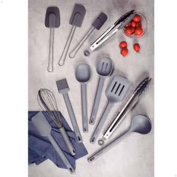 Pegador Multiuso Tramontina Moldê em Silicone Cinza e Aço Inox 35 cm 25817161