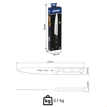 Faca Utility Tramontina Century em Aço Inox e Cabo de Policarbonato e Fibra de Vidro 6" 24010106