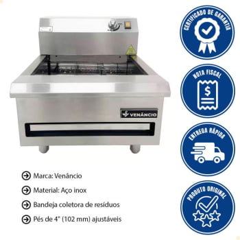 Conservador de Fritura Elétrico Venâncio Linha Prime Aço Inox Uma Cuba Aquecedor 18" 220v