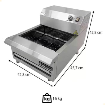 Conservador de Fritura Elétrico Venâncio Linha Prime Aço Inox Uma Cuba Aquecedor 18" 220v