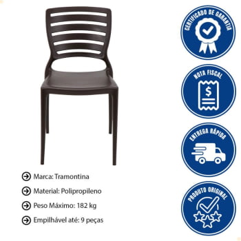 Cadeira Tramontina Sofia Marrom sem Braços com Encosto Vazado Horizontal 92237109
