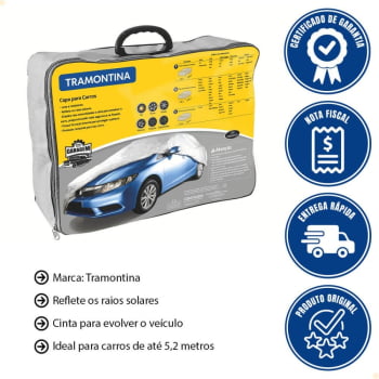 Capa Impermeável Proteção Carros Tramontina Tamanho G Carros até 5,2M 43780003