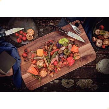 Jogo de Talheres Churrasco Tramontina Jumbo Inox Cabo Madeira Castanho Polywood 12 Peças 21199996