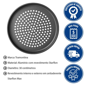 Kit 2 Assadeiras Para Pizza Alumínio 30cm Furada Brasil Grafite Tramontina 20076030
