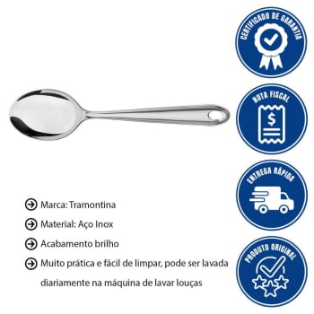 Colher Tramontina Utility Para Arroz Em Aço Inox 30,2cm Acabamento Em Brilho 63812101