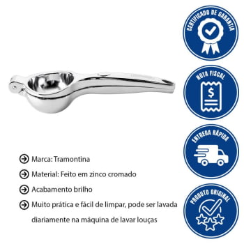 Espremedor De Limão Tramontina Zinco Cromado Acabamento Em Brilho 61347300