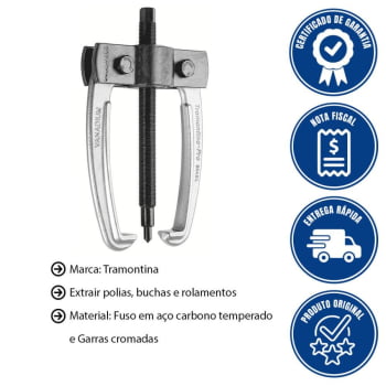 Sacador de Polias Tramontina PRO 2 Garras Cromada Rosca Fina 4'' 44027004