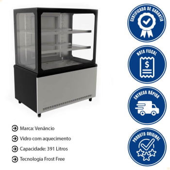 Balcão Venancio Vitrine Prime Ar Forçado Led Vidro Duplo Aquecido Low-E 220V 391L PBV10 37483