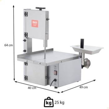 Mini Serra Fita Malta Branca Mesa Inox com Moedor Boca 5 Motor 1/3 Cv Bivolt 3101063
