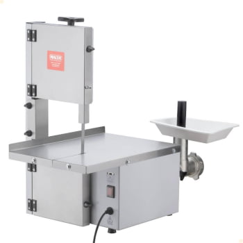 Mini Serra Fita Malta Branca Mesa Inox com Moedor Boca 5 Motor 1/3 Cv Bivolt 3101063